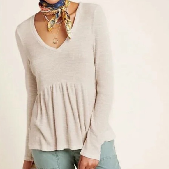 Anthropologie Tops - Anthropologie t.la Jill V Neck Baby Doll Peplum Top